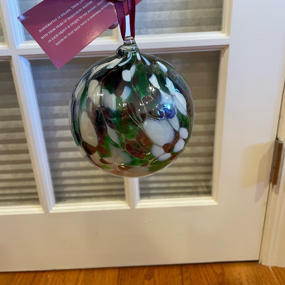 Handcrafted Glass Ornament with Multicolor Design - Picture 1 of 7